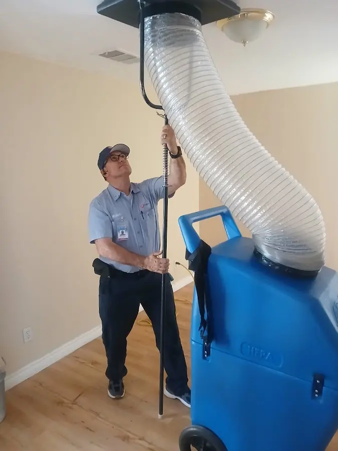 Mini Split Installation technician using HEPA equipment in Fort Myers Shores